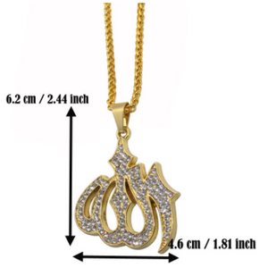Allah White Crystal Stainless Steel Pendant Necklace Gift Jewelry For Men & Women