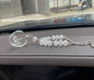 Crystal ALLAH name Muslim Car Hanging with white beads