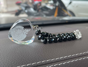 Ayatul Kursi Crystal Muslim Car Hanging with Black Beads Chain