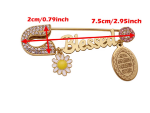 Blessed Dua Flower Stainless Steel Golden Islamic Brooch Baby Pin
