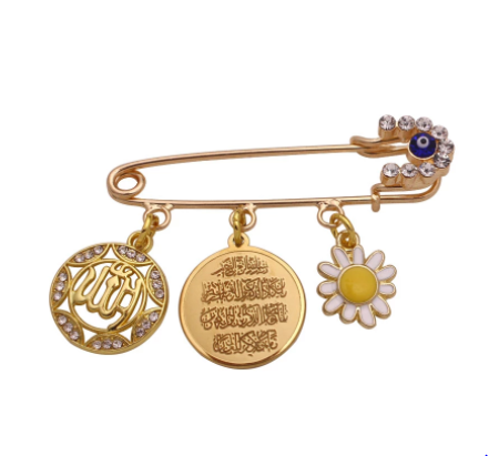 ALLAH name Gold colour Islamic Brooch Baby Pin