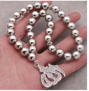 Allah Turkish Prayer 33 Silver Premium Quality Beads Tasbih Bracelets Car Hanging Tasbih Rosary