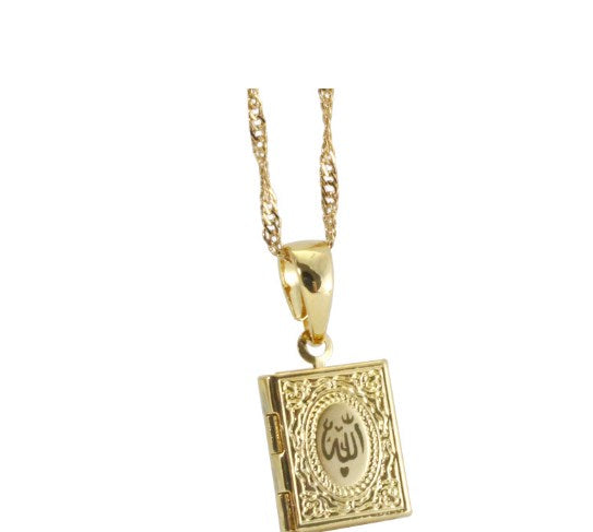 ALLAH name Islamic Locket Necklace Taweez style Gold