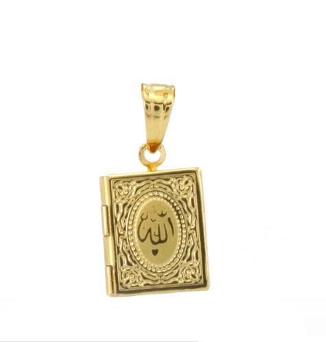 ALLAH name Islamic Locket Necklace - Taweez style - Gold