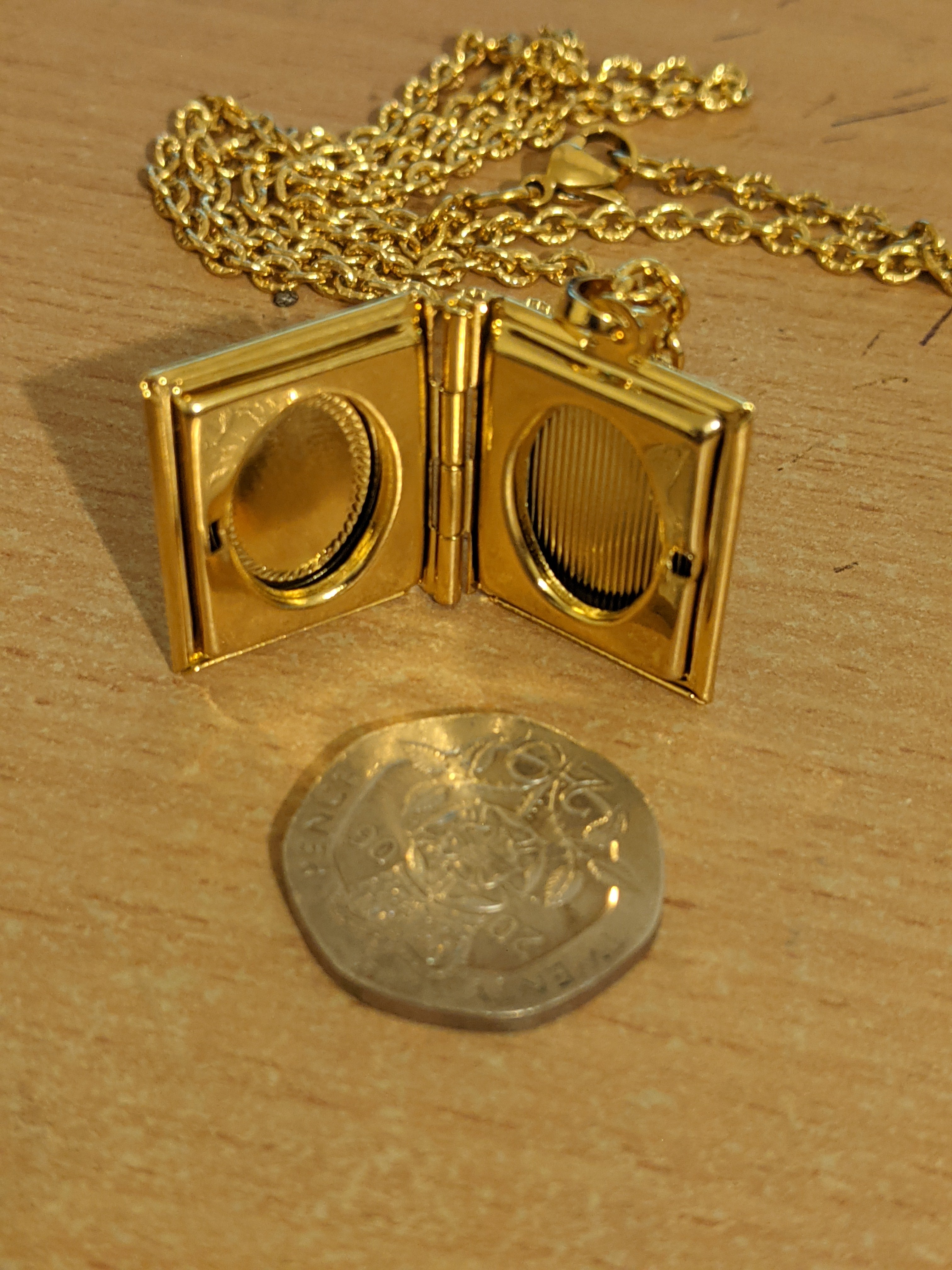 ALLAH name Islamic Locket Necklace - Taweez style - Gold